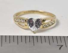 Shiny 10K Yellow Gold Cubic Zirconia Gemstone Ring