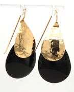 Stylish 14K YG and Black Onyx Dangle Earrings