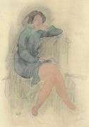 Exclusive Auguste Rodin Lithograph of Watercolor Signed in the Plate, 1949