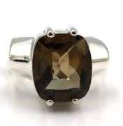 925 Sterling silver smokey quartz ring