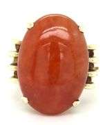 14kt Yellow gold oval orange Jade ring