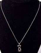 CZ Dog Pendant Necklace in Sterling Silver