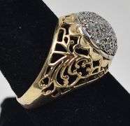 Vintage 14K Yellow and White Gold 0.57CTw Kentucky Cluster Diamond Ring