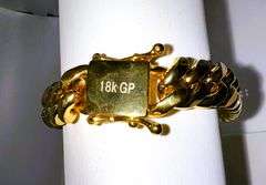 Huge 69.2 Gram Yellow 18 Kt Gold Plate Cuban Curb Link Bracelet