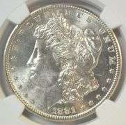 Flashy nearly Gem BU 1880-S & 1881-S Morgan Silver Dollars. NGC MS64's