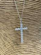 Sterling Silver Rhodium Plated 925 Cross Moissanite Pendant Necklace 16" +2"