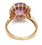 10kt Yellow gold amethyst and tanzanite cocktail ring