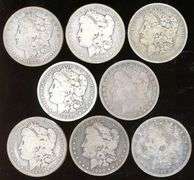 Run of 8 different Morgan Silver Dollars 1879-S to 1921-S
