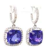 14kt White gold 8.52ctw Tanzanite and 0.50ctw diamond dangle earrings