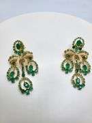 Investment! Zambian Emerald and Diamond Chandelier Drop Earrings set in 18KT Yellow Gold