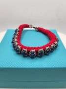 New! +10 ctw all natural sapphire and diamond  weaved on fabric bracelet