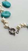 925 Sterling Silver Turquoise And Pearl Necklace