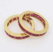 Pair of Ruby Eternity Bands in 18k