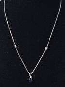 Mystical 14K White Gold Lapis Gemstone Moon Pendant Necklace