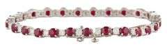 New 5.95ctw Round Ruby and 2.03ctw Diamond Tennis Bracelet in 14K