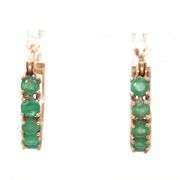 10kt Yellow gold emerald hoop earrings