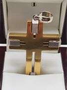 Vintage Large 18KT Two Tone Gold Cross Pendant