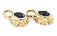 14kt Yellow gold bezel set oval tanzanite earring jacket