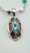 925 Vintage Sterling Silver Carolyn Pollack Inlay of turquoise inlay Carnelian, Amethyst Turquoise P