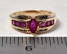 Astounding 14K Yellow Gold Ruby Gemstone Ring with Diamond Accents
