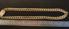 Huge 208.3 Grams 14 Kt Gold Plated Curb Link Necklace
