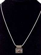 Red Garnet and Marcasite Gemstone Pendant Necklace