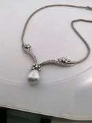 CERTIFIED 18K WHITE GOLD VINTAGE / ANTIQUE DIAMOND AND PEARL NECKLACE