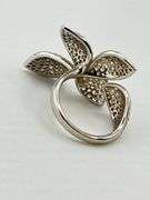 925 Sterling Silver Modern Five leaf Petal Pave Ring