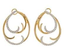 0.56ctw Diamond Wave Style Hoop Earrings in 14K