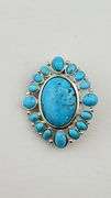 925 Sterling Silver Navajo Large Turquoise Enhancer with Large Closure