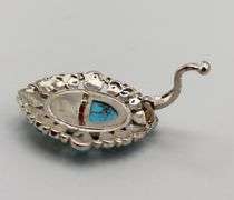925 Sterling Silver Navajo Large Turquoise Enhancer with Large Closure