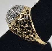 Vintage 14K Yellow and White Gold 0.57CTw Kentucky Cluster Diamond Ring