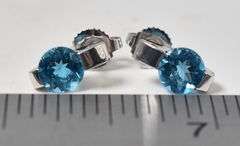 Elegant 14K White Gold Approx. 1.46CTW Blue Topaz Gemstone Stud Earrings