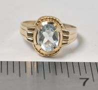 Vintage 10K Yellow Gold Blue Topaz Gemstone Ring