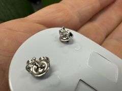 Rhodium Plated 925 Sterling Silver Moissanite Stone Heart Earring