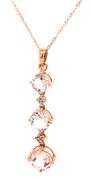 10kt Rose gold 3.50ctw Morganite and diamond pendant on chain