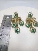 Investment! Zambian Emerald and Diamond Chandelier Drop Earrings set in 18KT Yellow Gold