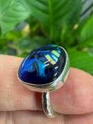 Sterling Silver 925 One of a Kind Dichroic Glass Ring Size 7