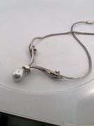 CERTIFIED 18K WHITE GOLD VINTAGE / ANTIQUE DIAMOND AND PEARL NECKLACE