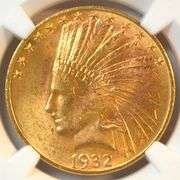 Super choice BU 1932 $10 Indian Gold Piece. NGC MS63