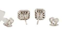 New 0.87ctw Emerald and Round Cut Diamond Frame Stud Earrings in 14K