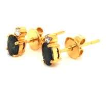 10kt Yellow gold sapphire and diamond stud