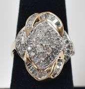 Sparkling 10K Yellow Gold Diamond Cluster Ring