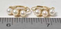 Elegant 14K Yellow Gold Pearl Dangle Earrings