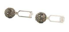 Pave Black Diamond Bejeweled Ball Cuff links in 18K