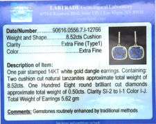 14kt White gold 8.52ctw Tanzanite and 0.50ctw diamond dangle earrings