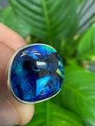 Sterling Silver 925 One of a Kind Dichroic Glass Ring Size 7