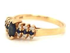 Popular Estate 14K YG Sapphire & Diamond Pyramid Ring