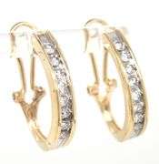 14kt Yellow gold 1ctw J diamond hoop earrings