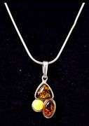 Amber Gemstone Pendant Necklace in Sterling Silver